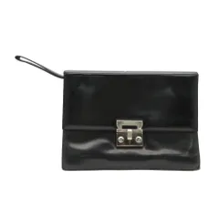 Salvatore Ferragamo サルヴァトーレフェラガモ セカンドバッグ ロゴ シルバー金具 レザー クラッチバッグ 鞄 ブラック メンズ 【中古】のサムネイル