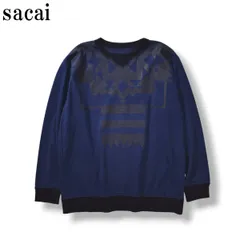 サカイ sacai ネイティブ柄 クルーネック スウェット トレーナー プルオーバー V字ガゼット オルテガ チマヨ 3 ネイビー メンズのサムネイル