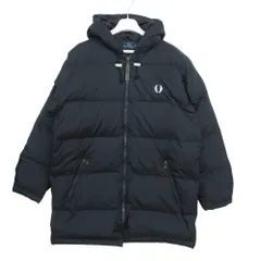 FRED PERRY フレッドペリー コート ロゴ刺繍 ダウン アウター ジップアップ ネイビー M メンズ 【中古】のサムネイル
