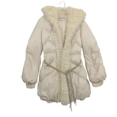ERMANNO SCERVINO エルマノシェルビーノ ダウンジャケット コート ラムファー フーデット アウター レザーベルト付き イタリア製 ホワイト 40【M】 レディース 【中古】のサムネイル