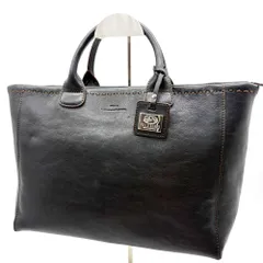 PELLE BORSA ペレボルサ トートバッグ レザー ブラック ハンドバッグ ステッチデザイン ロゴプレート チャーム刻印 刻印ロゴ 金具 シック 上品 高級感 通勤 通学 ビジネス カジュアル レディース ギフト プレゼントのサムネイル