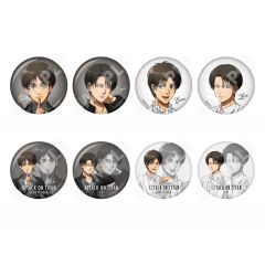 [Used] Badge Bins Complete set of 8 types Attack Titan Can Badge 01. Black & White ver.