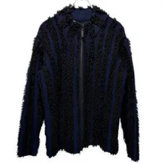 ISSEY MIYAKE MEN 02AW ボアストライプジップアップニットジャケット カーディガン ノーカラー トップス Archive 00sのサムネイル