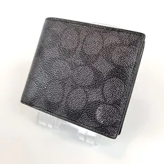美品 COACH コーチ シグネチャー 二つ折り財布 ブラック系 黒 ロゴ ウォレット メンズのサムネイル