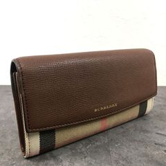 極美品 BURBERRY L字ファスナー長財布 ネイビー レザー 箱付き 612 