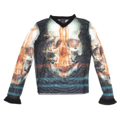 ジャンポールゴルチエ クラシックJean Paul GAULTIER CLASSIQUE サイバースカルプリントニットトリムパワーネットカットソー 黒マルチ48のサムネイル