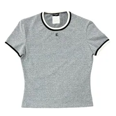 極 美品 98P CHANEL シャネル ヴィンテージ ココマーク ナイロン スパンデックス 半袖Ｔシャツ 38サイズ レディース グレー 497amのサムネイル