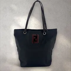 FENDI ヴィンテージ FFロゴ ナイロン トートバッグ 黒 茶のサムネイル
