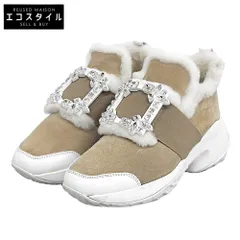 RogerVivier　ロジェヴィヴィエ　ムートン クリスタルヴィヴラン スニーカー シューズ レディース ベージュ×ホワイト 36 1/2　36.5のサムネイル