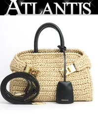【広尾店】極美品 サルヴァトーレフェラガモ Salvatore Ferragamo ハグ XS 2WAYバッグ ラフィア風 G金具 【19750】のサムネイル