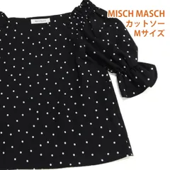 MISCH MASCH 半袖 カットソー ブラウス ドット スクエアネック プルオーバー Mサイズ 黒 ミッシュマッシュ #26-0173のサムネイル