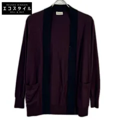 DRIES VAN NOTEN　ドリスヴァンノッテン　ボルドー×ブラック バイカラー ウール ロングスリーブニットカーディガン　Sのサムネイル