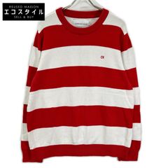 CalvinKleinJeans　カルバンクラインジーンズ　ホワイト×レッド ボーダー ニット　XL