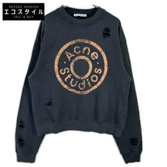 ACNE STUDIOS　アクネ ストゥディオズ　チャコール ダメージ加工 ガーメントダイ ロゴスウェットトップス　Sのサムネイル