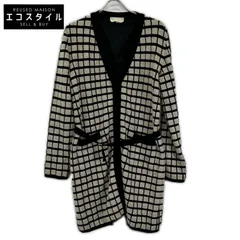 S MaxMara　エスマックスマーラ　93160319000 アイボリー×ブラック ウール カシミヤ混 ロングカーディガン　Lのサムネイル