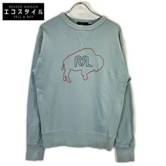 RRL　ダブルアールエル　782858269001 ブルー ガーメントダイフェード バイソンロゴ刺繍 DOUBLE V SWEAT SHIRT/スウェットプルオーバー　Sのサムネイル