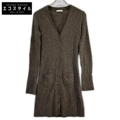 Chloe　クロエ　8AT534-8A530 ブラウン カシミヤ Vネック 長袖 リブニット ロングカーディガン　TSのサムネイル