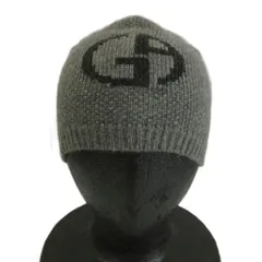 ジョルジオアルマーニ GIORGIO ARMANI 帽子 ニット帽 ビーニー ウール カシミヤ混 シルク混 GAロゴ M グレー /XZ ■GY18のサムネイル