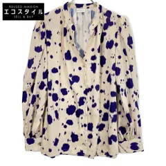 DRIES VAN NOTEN　ドリスヴァンノッテン　パープル×ベージュ 22AW 水彩画風ドット サテン ブラウス　34のサムネイル