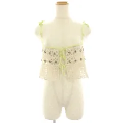 ファーファー furfur 25SS クロシェフラワービスチェ キャミソール ニット ラメ ビジュー装飾 ショート丈 F アイボリー 黄緑 イエローグリーン RWNT251127 /HNのサムネイル