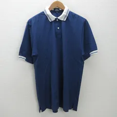 d■日本製■パーリーゲイツ/PEARLYGATES 刺繍入り 鹿の子ポロシャツ■紺【3】MENS/8【中古】のサムネイル