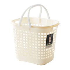 ds-세탁 바구니 세탁 바구니 폭 34.6cm 아이보리 3개조 심형 손잡이 첨부 S-롱 바구니 탈의소 화장실 장난감 잡화