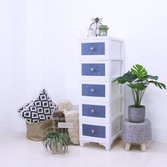ds-의류 수납 탄스 약 폭 34cm 5 단 블루 데님 일본제 플라스틱 북유럽 풍 빈티지 가슴 수납 가구 조립품