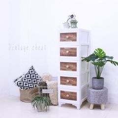 ds-의류 수납 탄스 약 폭 34cm 5 단 골동품 갈색 일본제 플라스틱 북유럽 풍 빈티지 가슴 수납 가구 조립품