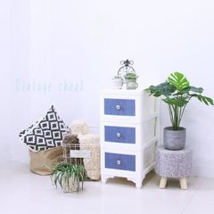ds-의류 수납 탄스 약 폭 34cm 3 단 블루 데님 일본제 플라스틱 북유럽 풍 빈티지 가슴 수납 가구 조립품