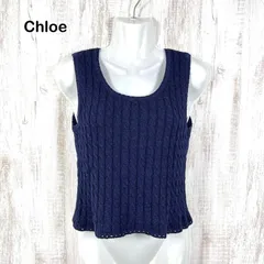 Chloe クロエ Uネック ノースリーブニット ネイビーのサムネイル
