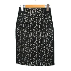 レベッカミンコフ Rebecca Minkoff タイト スカート ひざ丈 レース コットン混 バックジップ 0 黒 ブラック /NT8のサムネイル