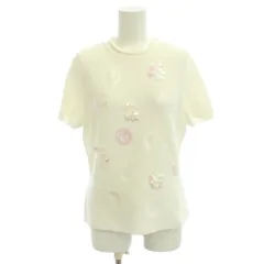 ハナエモリ HANAE MORI ニット セーター M 白 スパンコール装飾 半袖 ラウンドネック /JP ■MAのサムネイル