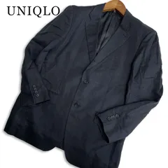 UNIQLO ユニクロ 春夏 背抜き★ 麻 プレミアムリネン100％ アンコン テーラード ジャケット 大きいサイズ Sz.XL メンズ 黒のサムネイル