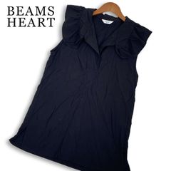 BEAMS HEART ビームス ハート 春夏★ ノースリーブ ブラウス フリル プルオーバー チュニック Sz.F レディース 黒