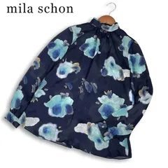 新品★ 未使用 mila schon ミラショーン 花 フラワー柄 シアー ハイネック プルオーバー ブラウス 日本製 Sz.42 レディースのサムネイル