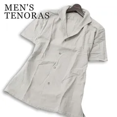MEN'S TENORAS メンズティノラス 春夏 コットン100％★ 半袖 ドレープ ストライプ スリム シャツ 日本製 Sz.L位 メンズ 灰のサムネイル