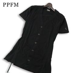 Y2K 00s★ PPFM ペイトンプレイス 春夏★ 半袖 ロング 星刺繍 スリム グランジカーディガン カットソー Sz.M メンズ 黒