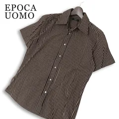 EPOCA UOMO エポカ ウォモ 春夏 コットン100％★ 半袖 ストライプ スリム ボタンダウン シャツ 日本製 Sz.46 メンズのサムネイル