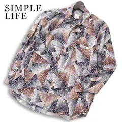 【90s★ビンテージ】 SIMPLE LIFE シンプルライフ レナウン 通年★ 長袖 幾何学模様 総柄 BD シャツ 日本製 Sz.L メンズのサムネイル