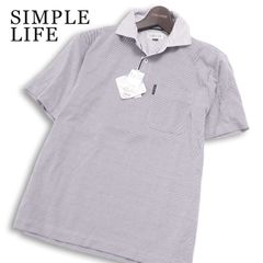 未使用品★ SIMPLE LIFE シンプルライフ レナウン 春夏 吸汗速乾★ 半袖 鹿の子 ストライプ ポロシャツ 日本製 Sz.S メンズ