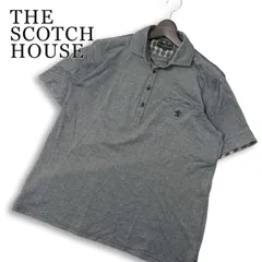 THE SCOTCH HOUSE スコッチハウス 春夏★ 半袖 鹿の子 千鳥格子 ロゴ刺繍 切替 ボタンダウン ポロシャツ Sz.L メンズのサムネイル