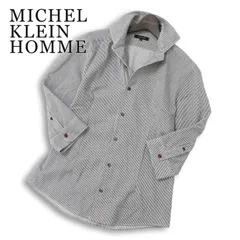 MICHEL KLEIN HOMME ミッシェルクラン オム 春夏★ 七分袖 スリム ストライプ ボタンダウン シャツ 日本製 Sz.51 メンズのサムネイル