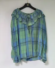 98万 ランバンコレクション LANVIN COLLECTION 21 チェック フリル ブラウスのサムネイル