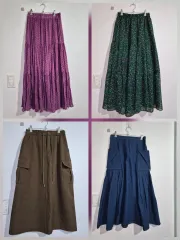 ロングスカート4種（PURPLE パープル, グリーン, ブラウン, デニム）のサムネイル
