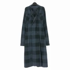 ユリウス JULIUS 18SS ベルト付き チェック ロングコート ガウン ジャケット 長袖 ブルー/ブラック 617SHM2のサムネイル