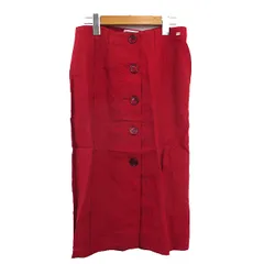 ソニアリキエル SONIA RYKIEL フロントボタン タイトスカート ロング リネン シンプル 36 レッド 赤 /KT6のサムネイル