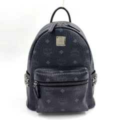【新着】MCM スターク サイドスタッズ レザー、PVC ブラック バックパック シルバーのサムネイル