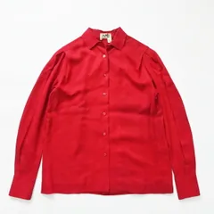 HERMES エルメス デザイン刺繍 シルク 長袖シャツ 36 レッド T2511-k098のサムネイル