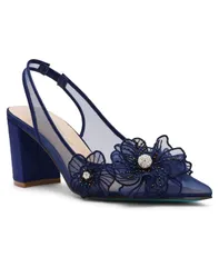 ベッツィジョンソン レディース シューズ パンプス Betsey Johnson Womens Petra Flower Applique Slingback Pumps Navy ネイビーのサムネイル