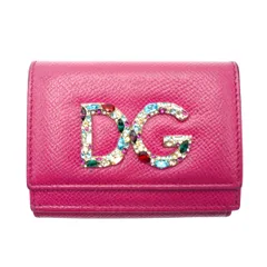 DOLCE＆GABBANA ドルチェ&ガッバーナ DGロゴ カラーラインストーン Wホック 三つ折り コンパクトウォレット 財布 ピンク K2606-k096のサムネイル